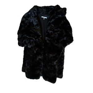 DKNYC black faux, fur vest, size small